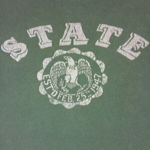 Vintage, JCrew Graphic State Tee, Size Medium  PTP 21" Length 26" Color Green an